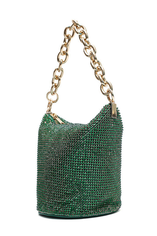 SPARKLE CHAIN BAG-DK/GRN