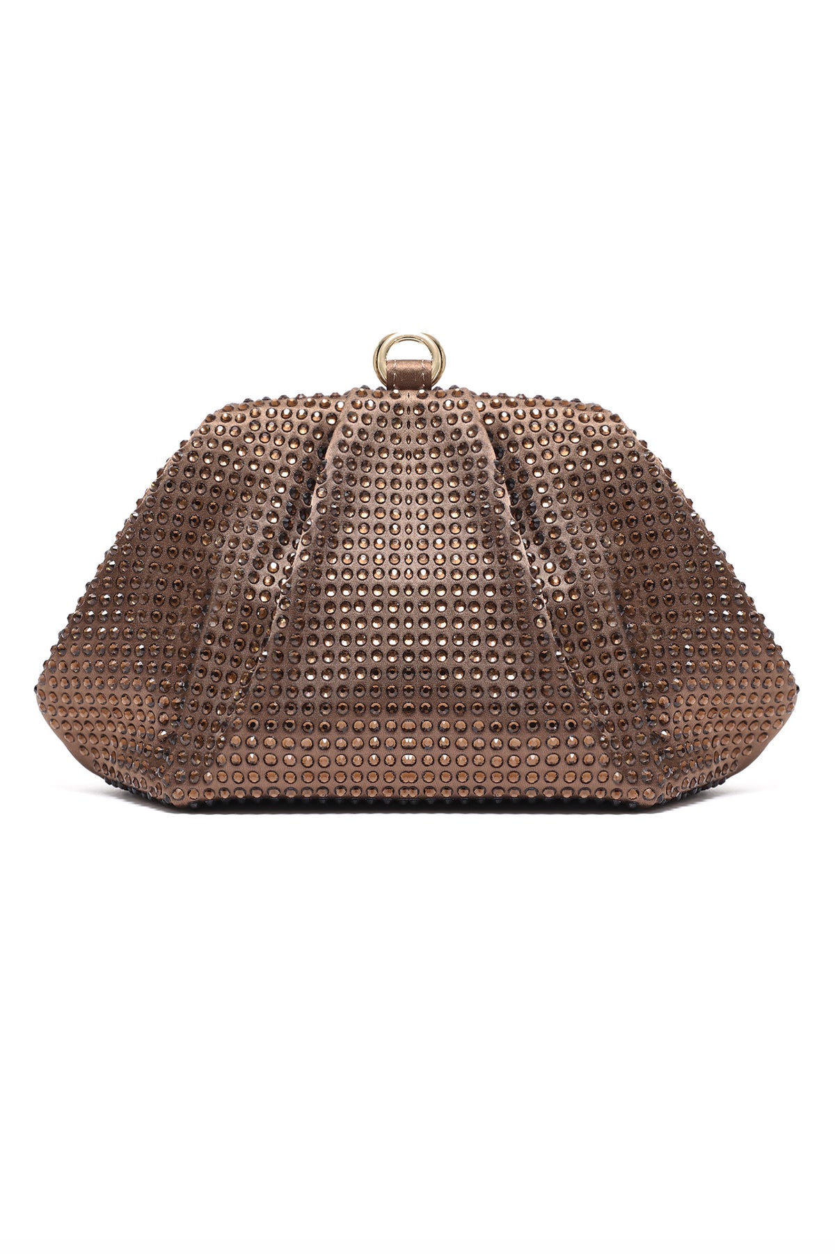 CRYSTAL RUCHED EVENING CLUTCH-BRONZE