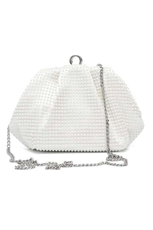 PEARL CLUTCH BAG-WHITE