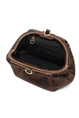 CRYSTAL RUCHED EVENING CLUTCH-BRONZE