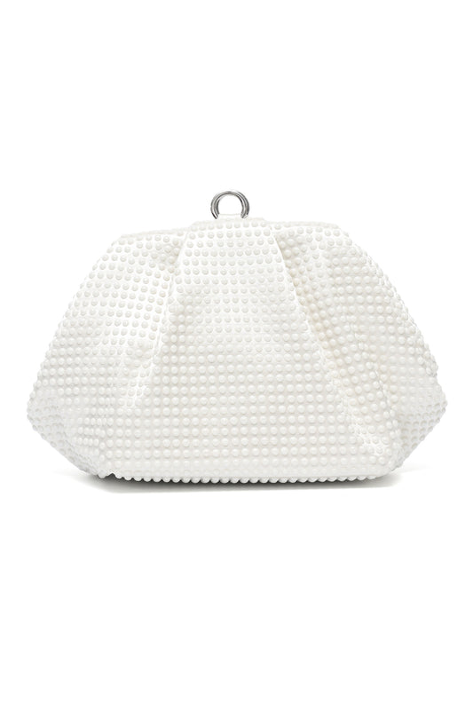 PEARL CLUTCH BAG-WHITE