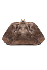 CRYSTAL RUCHED EVENING CLUTCH-BRONZE