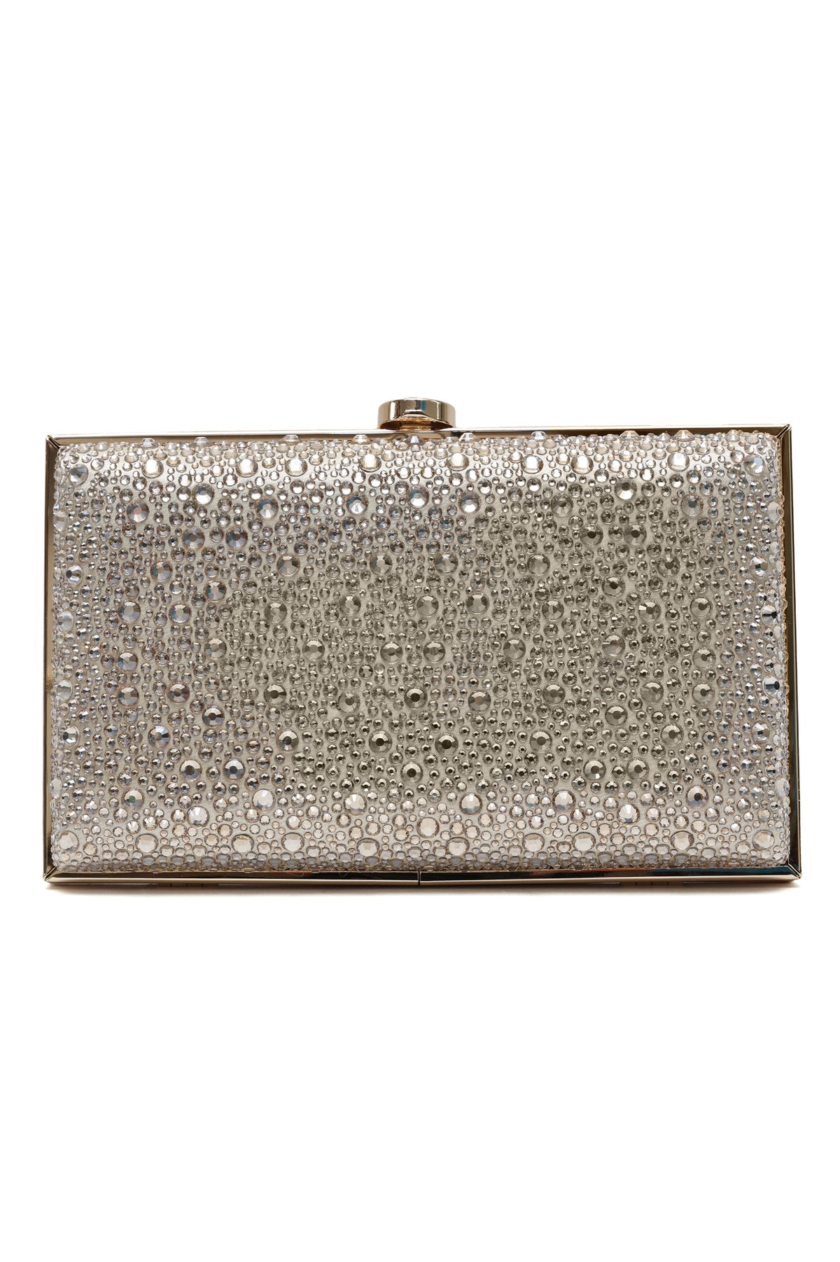 CRYSTAL EMBELLISHED BOX CLUTCH-METALLIC