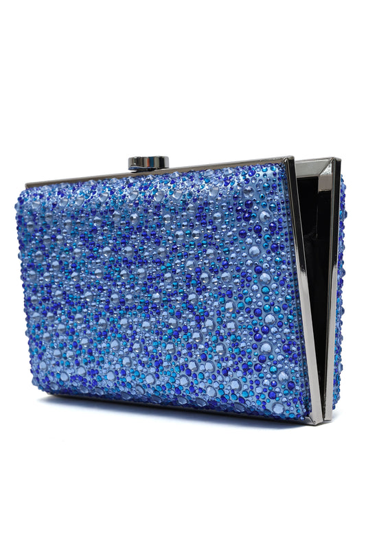 CRYSTAL EMBELLISHED BOX CLUTCH-BLUE