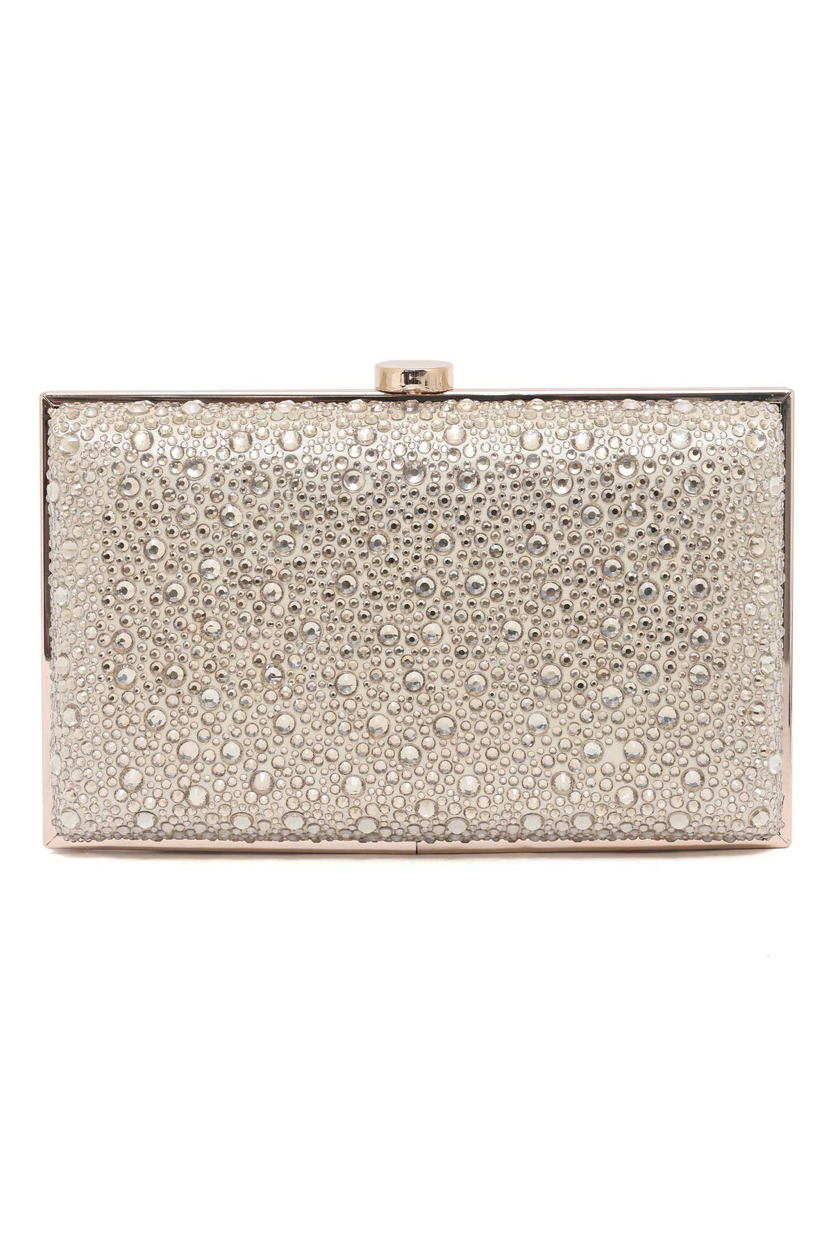 CRYSTAL EMBELLISHED BOX CLUTCH-GOLD