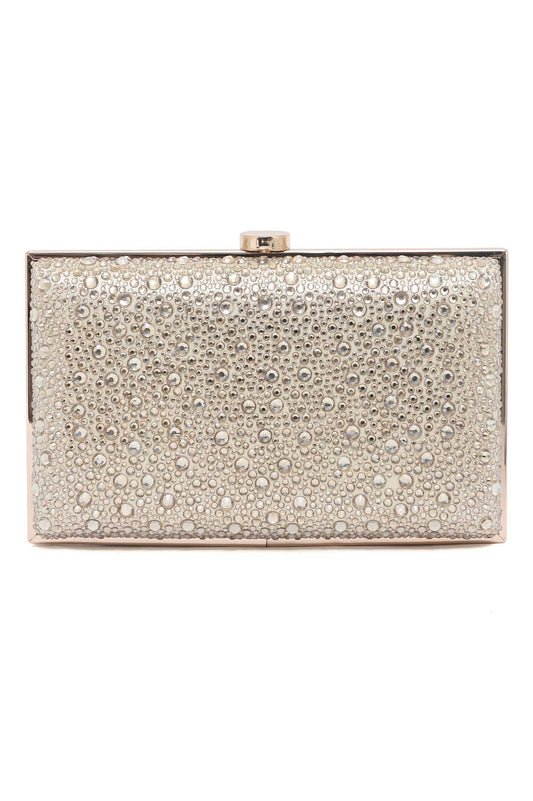 Crystal-Embellished Box Clutch-Gold