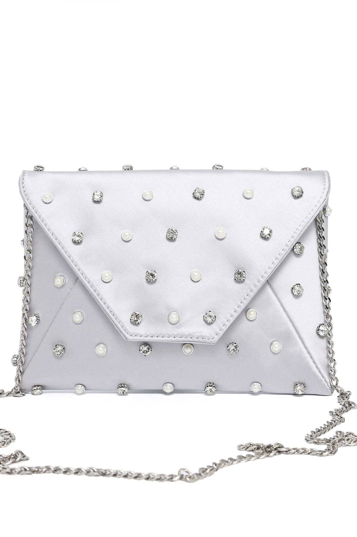 JEWEL DOT CLUTCH-SILVER