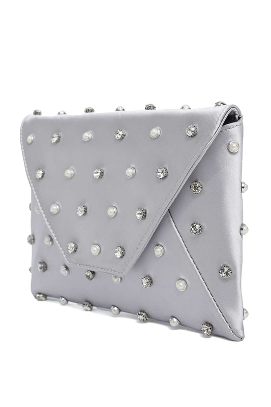 JEWEL DOT CLUTCH-SILVER