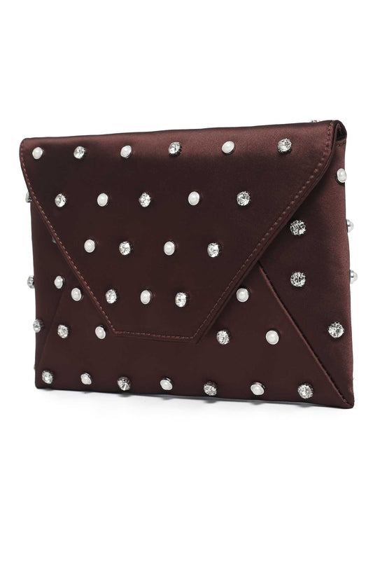 JEWEL DOT CLUTCH-COFFEE