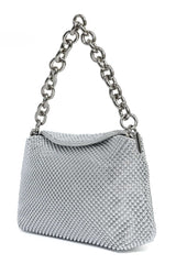 CELESTE BEAD CHAIN BAG-SILVER