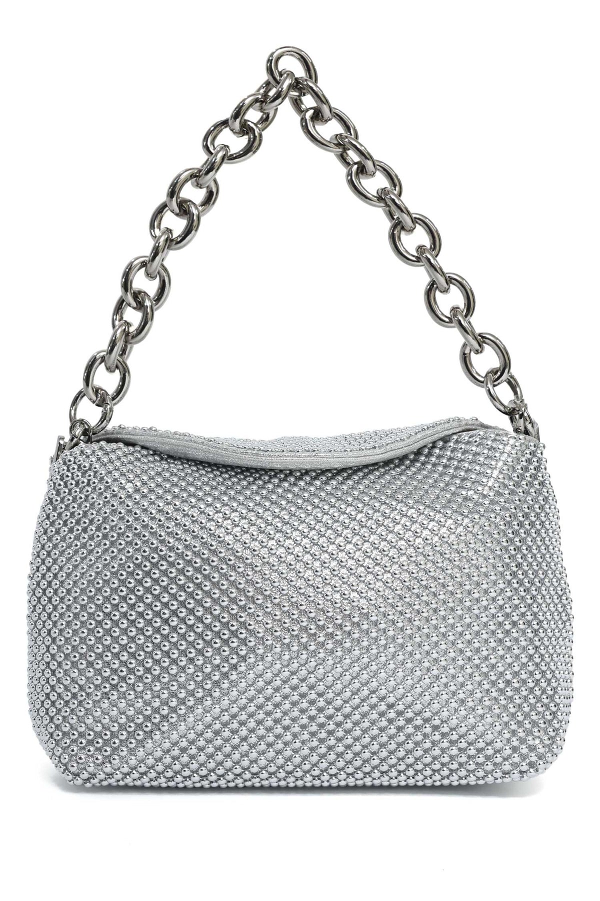 CELESTE BEAD CHAIN BAG-SILVER