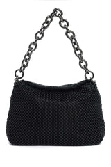 CELESTE BEAD CHAIN BAG-BLACK