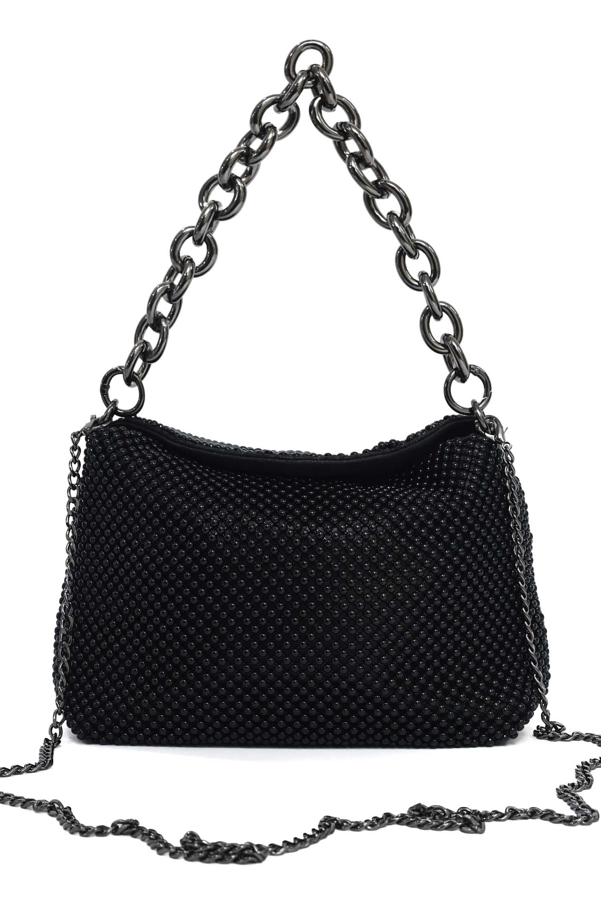 CELESTE BEAD CHAIN BAG-BLACK
