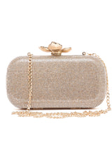 LOTUS CLASP RHINESTONE CLUTCH-GOLD