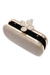 LOTUS CLASP RHINESTONE CLUTCH-GOLD