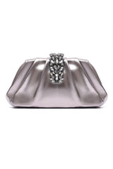 CRYSTAL CLASP PLEATED CLUTCH-GUN