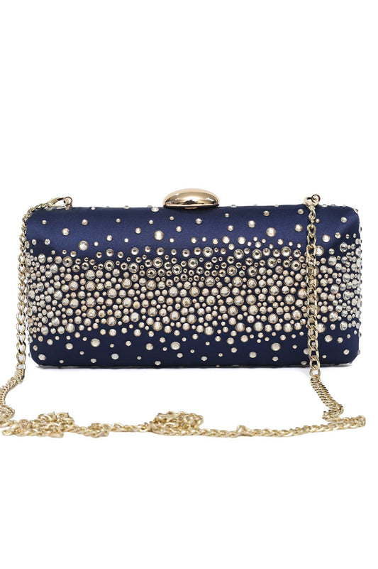 DIAMOND DUST CLUTCH-BLUE