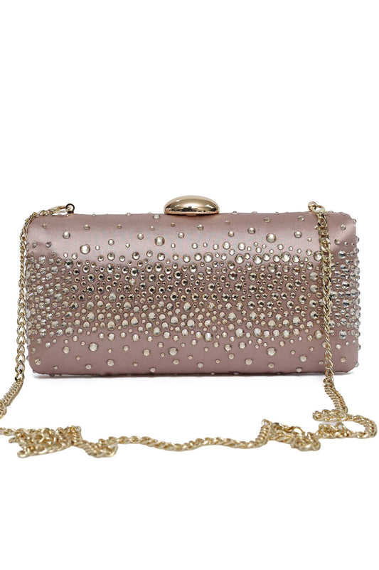 DIAMOND DUST CLUTCH-CHAMPAGNE
