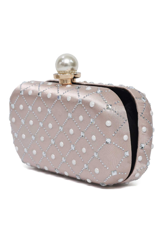 CRYSTAL WHISPER CLUTCH-CHAMPAGNE