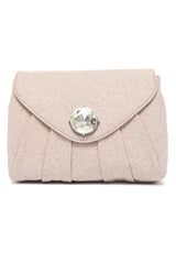 PLEATED CRYSTAL FLAP BAG-GOLD