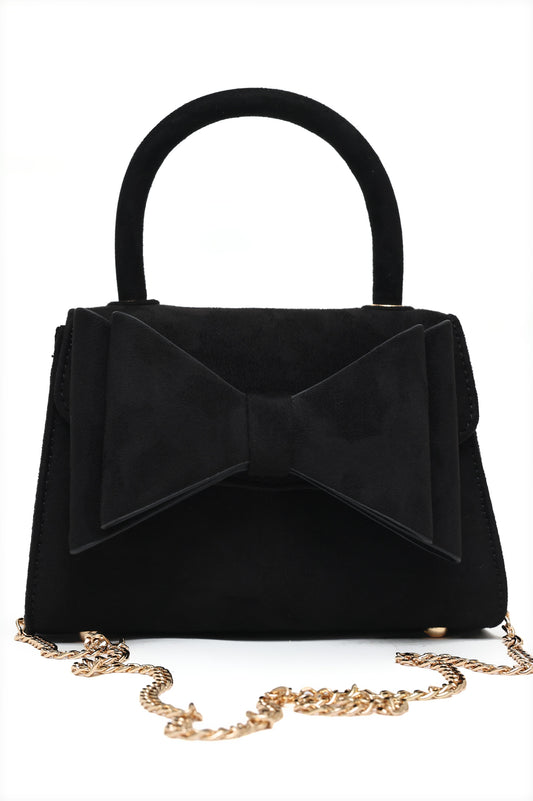 Bow Detail Leopard Bag-Black