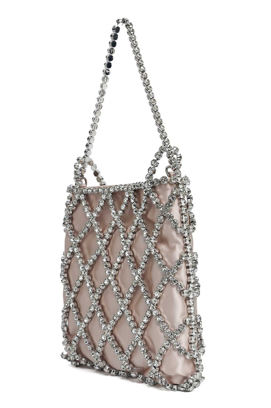 LUXORA DIAMOND MESH BAG-CHAMPAGNE