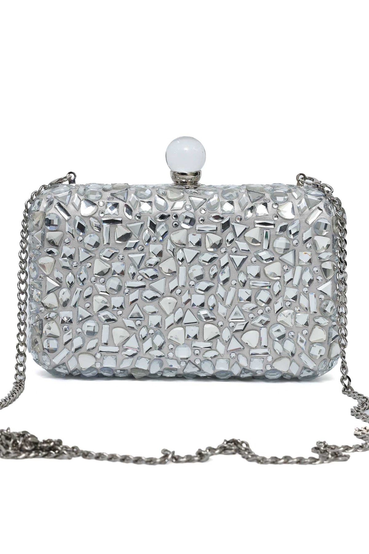PRISMERA CRYSTAL RELIC CLUTCH-WHITE