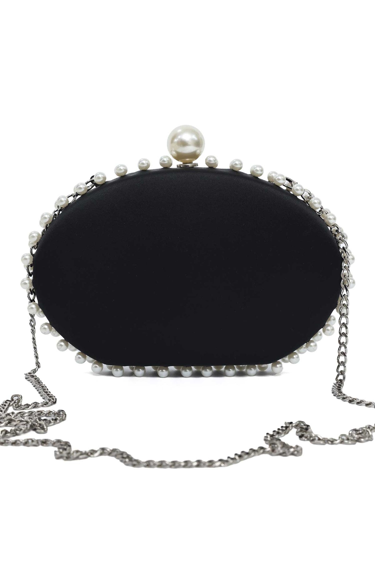 PEARL EMBRACE CLUTCH-BLACK