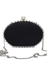PEARL EMBRACE CLUTCH-BLACK
