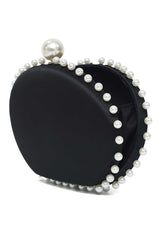 PEARL EMBRACE CLUTCH-BLACK