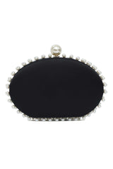 PEARL EMBRACE CLUTCH-BLACK