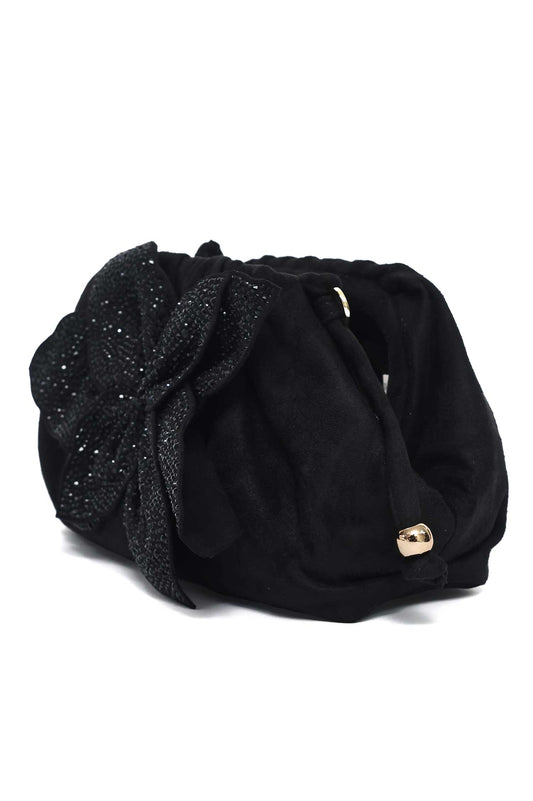 PETAL BLOOM CLUTCH-BLACK