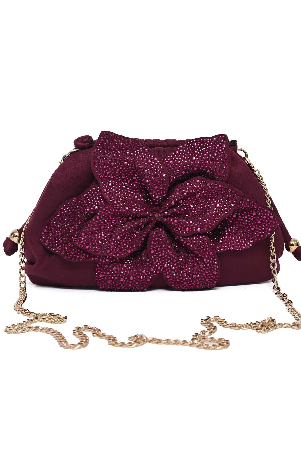 PETAL BLOOM CLUTCH-PLUM