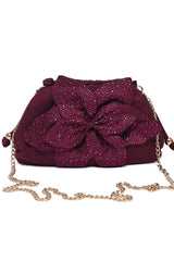 PETAL BLOOM CLUTCH-PLUM