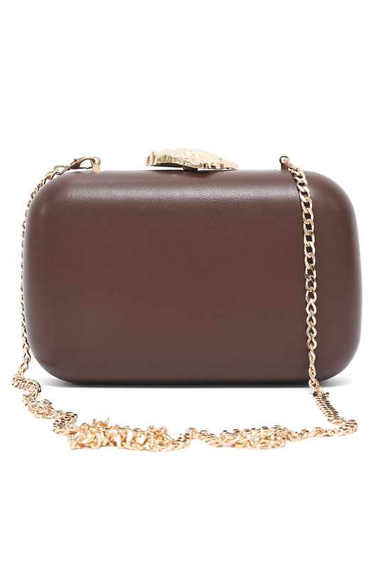 BOLD EVENING CLUTCH-BROWN