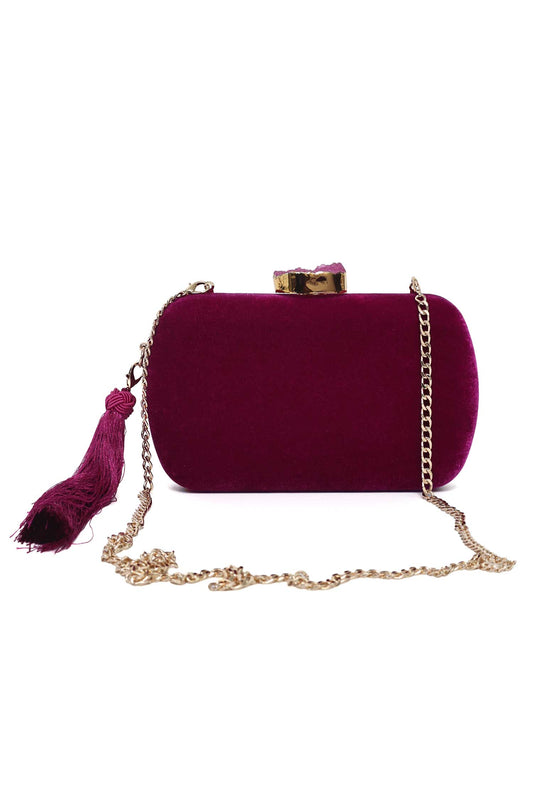 SIGNORA VELVET CLUTCH-PLUM