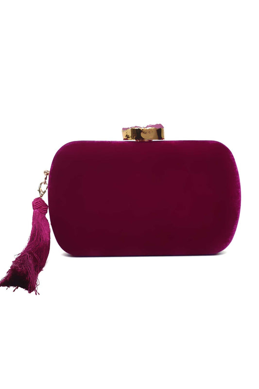 SIGNORA VELVET CLUTCH-PLUM