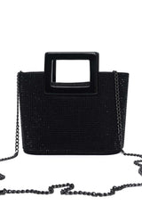 CRYSTARA SQUARE HANDLE BOX BAG-BLACK
