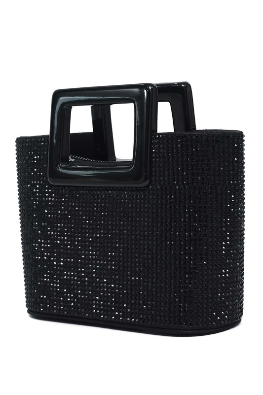 CRYSTARA SQUARE HANDLE BOX BAG-BLACK