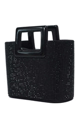 CRYSTARA SQUARE HANDLE BOX BAG-BLACK