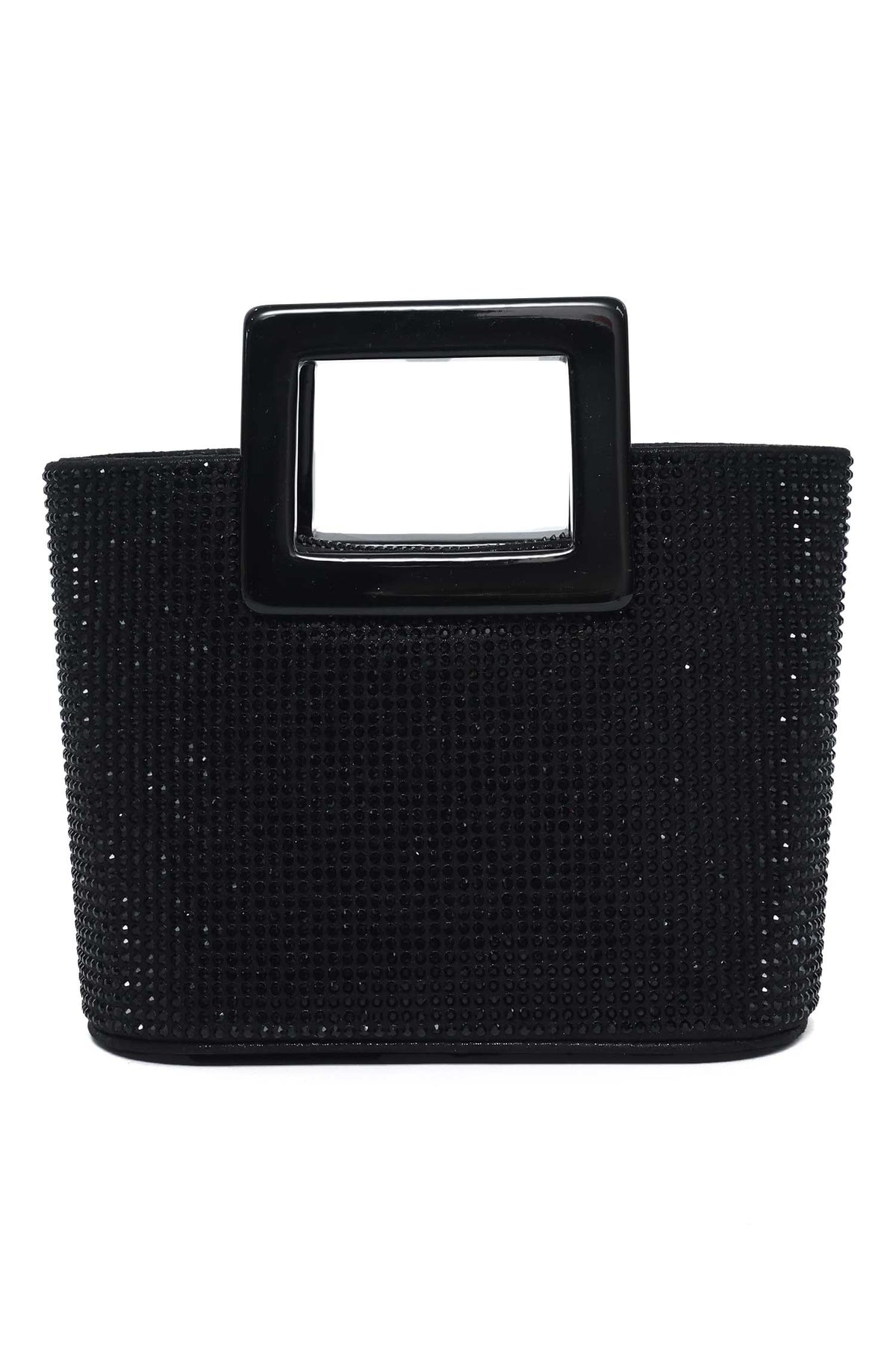 CRYSTARA SQUARE HANDLE BOX BAG-BLACK