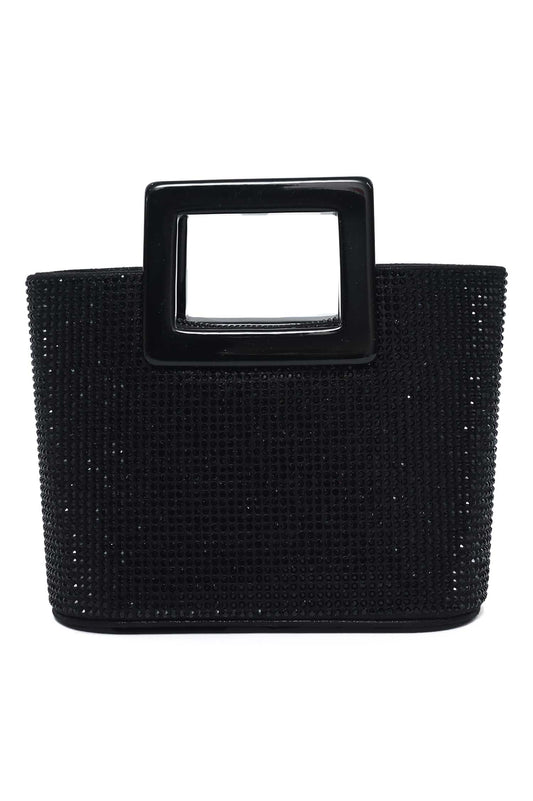 CRYSTARA SQUARE HANDLE BOX BAG-BLACK