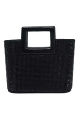 CRYSTARA SQUARE HANDLE BOX BAG-BLACK