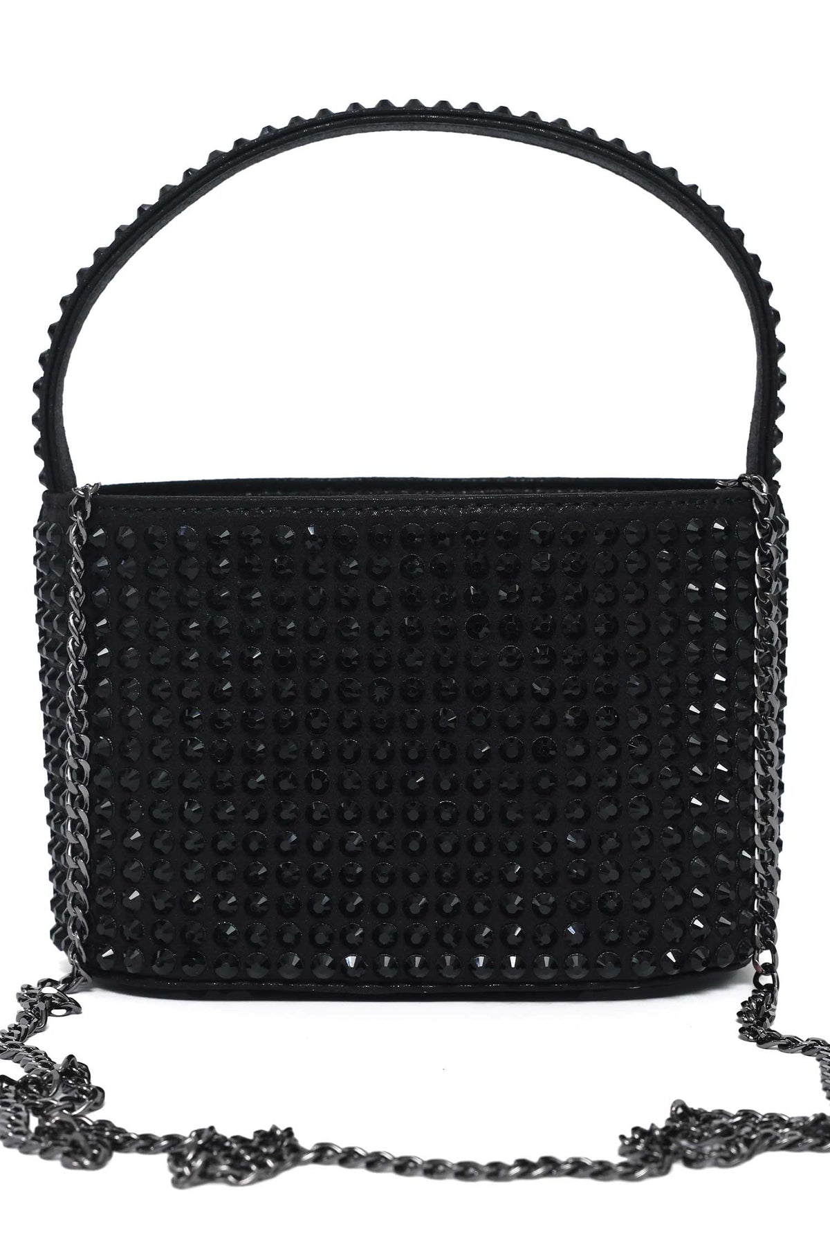 CRYSTAL SHOULDER CLUTCH-BLACK