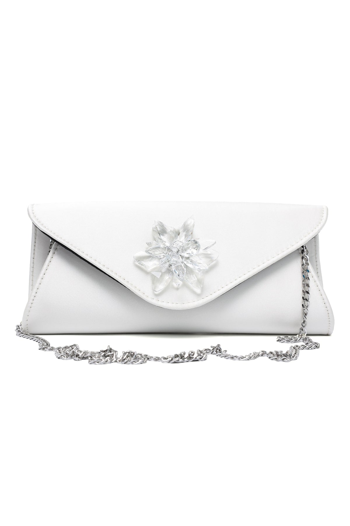 JEWEL GLAM CLUTCH-WHITE