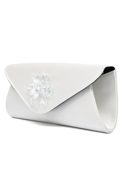 JEWEL GLAM CLUTCH-WHITE