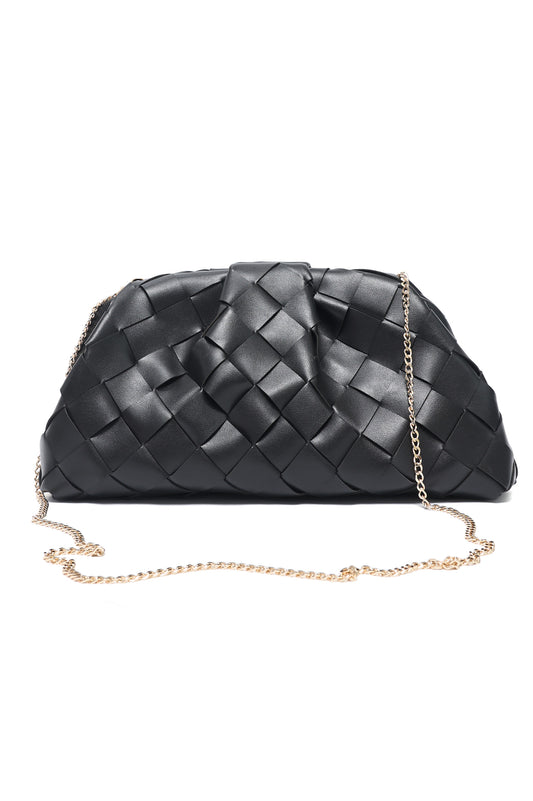 LATTICE FASHION CLUTCH-BLACK