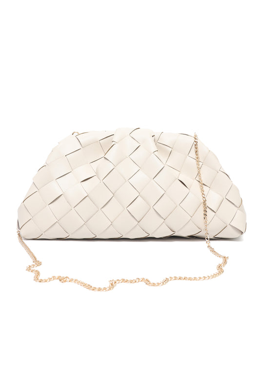 LATTICE FASHION CLUTCH-BEIGE
