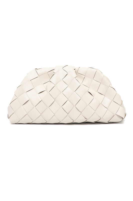 LATTICE FASHION CLUTCH-BEIGE