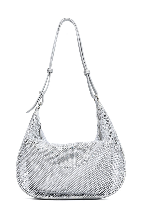 GLIMMER HOBO PURSE-SILVER